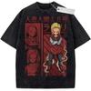 Unisex Black Washed Vintage T  Shirt Demon Slayer Nezuko Kamado Cherry Blossoms High  Quality Fabric for Fitness Casual