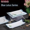 Jiubing Food Grade Melamine Blue Lotus Dinner Plates