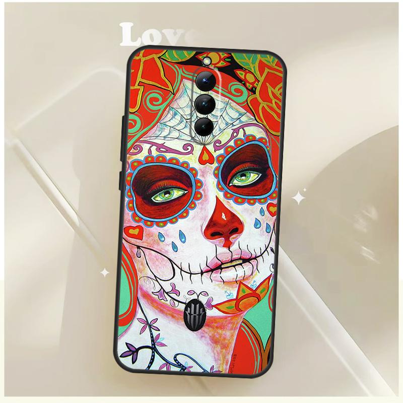 Catrina Beautiful Rose Girl Skull Case For ZTE Nubia Red Magic 10S 6S 7S 8S 9S 6 7 Pro For RedMagic 8 9 10 11 Pro Plus Cover