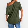 Women's Summer Fashion Strapless T-Shirt Solid Color Short Sleeve Casual Top