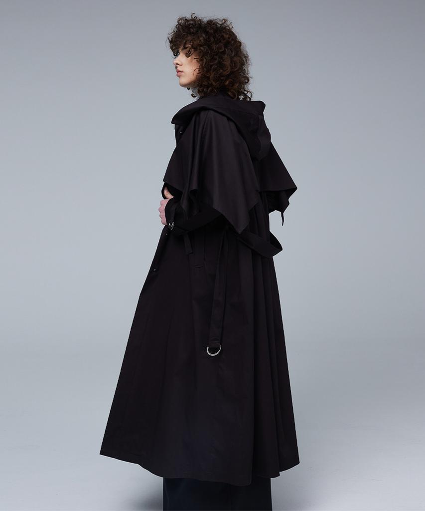 Mmam Back Pleats Long Trench Coat