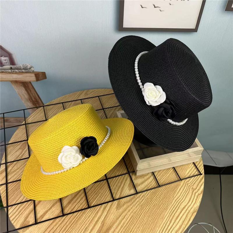 Xiaoxiangfeng flat top elegant straw hat women's spring and summer new beach hat flat brim sun protection wide edge shading versatile top hat tide