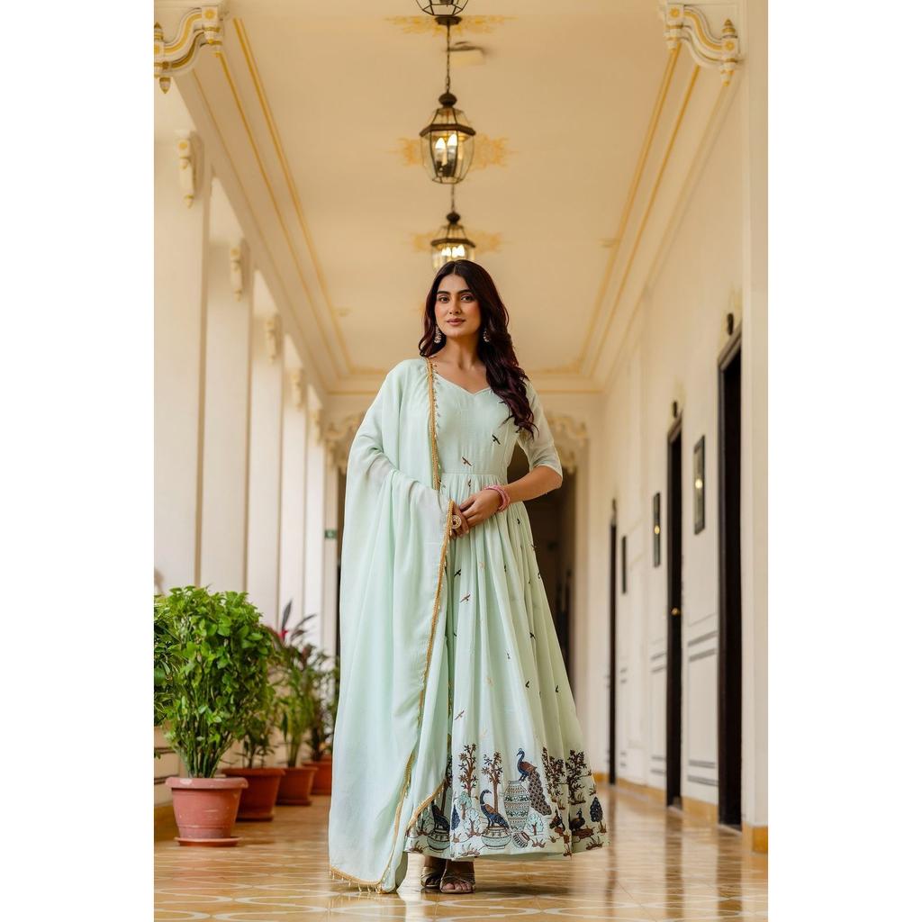 Paksiatni Desigenr Bollywood Gown Dupatta Set Indian Wedding Wear Anarkali Suit