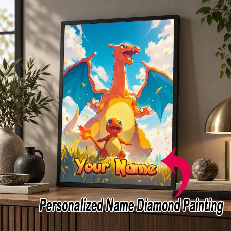 Personalized Charizard Diamond Art Custom Name 5D Diamond Painting Full Drill DIY Craft