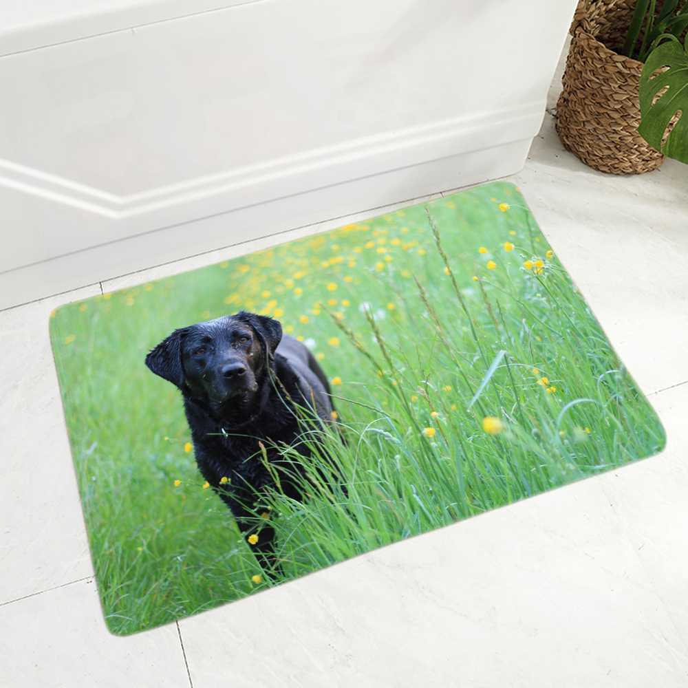 black dog doormat