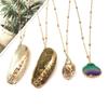 Natural Gold-Plated Conch Pendant Necklace - Colorful Shell & Clavicle Design