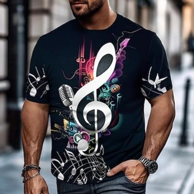 Herren Grafik T-Shirt Musiknoten Kurzarm T-Shirt 3D Shirt Retro Designer Outdoor Lässig Täglich Sommerkleidung