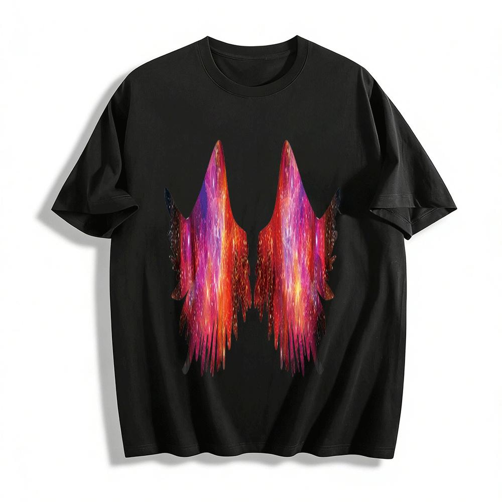 

Galaxy Starry Wings Print Trendy Casual Top Pure cotton T-shirt XXS