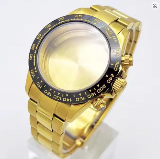39mm Quartz Chronograph Watch Case Kit with VK63 Movement, 316 Stainless Steel Accessories