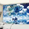 Oameni și pământ tapiserie agățat de perete artă proaspătă simplă, singuratic, boemă, decor de fundal pentru sufragerie, pânză din poliester