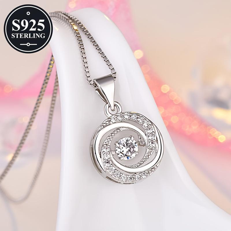 925Pure Silver Hypoallergenic Creative Heartbeat Necklace Clavicle Chain Pendant with Synthetic Zircon, Exquisite Gift Suitable for Women, Couples,