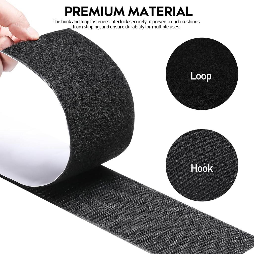 1Pair 1/2/3meters Nylon Couch Cushion Non-Slip Grip Tape Adhesive Hook and Loop Strips for Fabric Outdoor Patio Cush