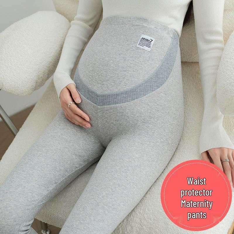 Plus Size Adjustable Maternity Leggings with Belly Support and Fleece for Spring, Autumn, and Winter