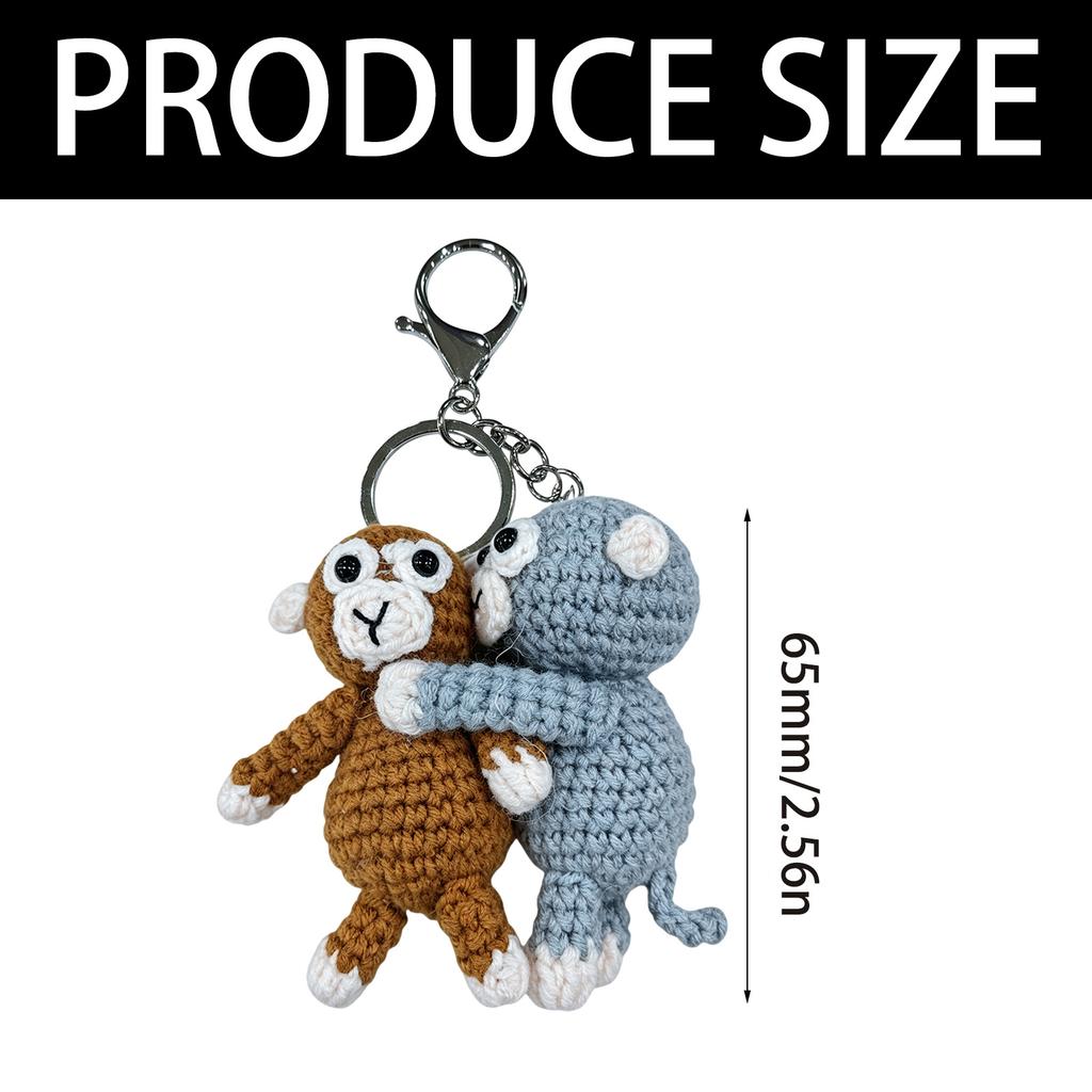 Cute Hand Crocheted Monkey Key Holder Keychain Suitable For Motorcycles Key And Backpack Purse Charms Stylish Decoration