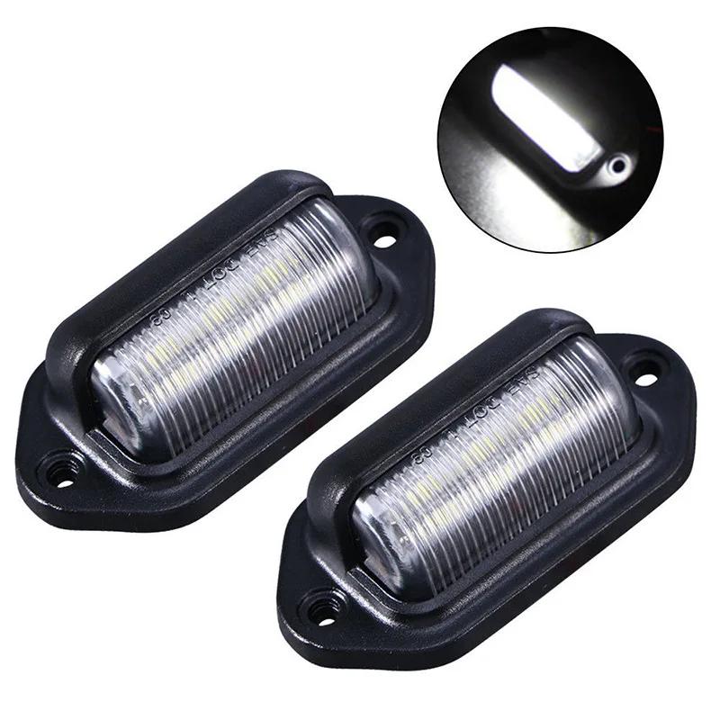 1/2Pcs Car License Plate Lights 6 LED 500LM Universal Auto Truck Bus Motorcycle Taillight Night Safety Driving Side Lamp Light