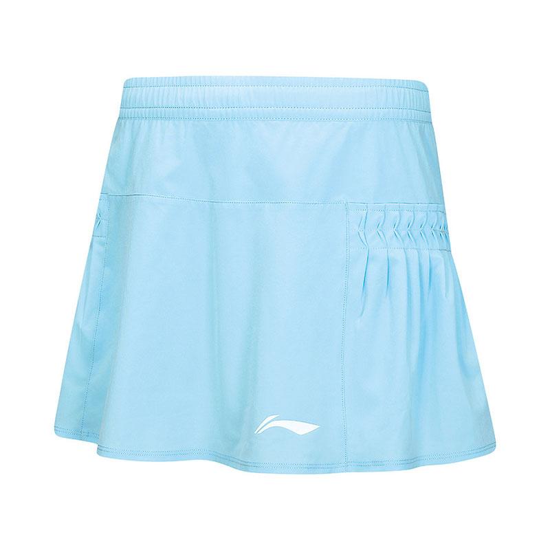 Li Ning Comfortable Simple Solid Color Versatile Mid Waist Casual Skirt Women Skirts Ice-Blue ASKV010-3