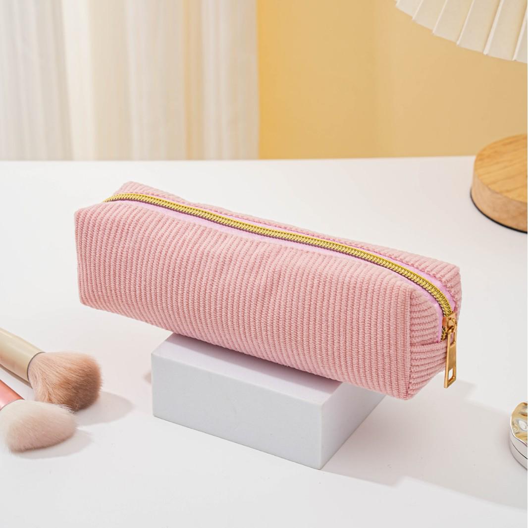 Korean Style Cute Corduroy Makeup Bag and Large Capacity Pencil Case for Girls