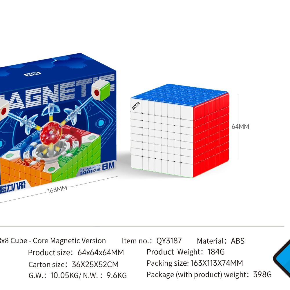 QiYi 8x8 Magnetic Ball Core Magnet Magic Cube 8x8x8 Stickerless Professtional Antistress Cubo Magico Children Gifts