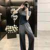 Korean Style Gradient Summer Set: Fashionable Casual Short Sleeve & Wide-Leg Pants Two-Piece for Women