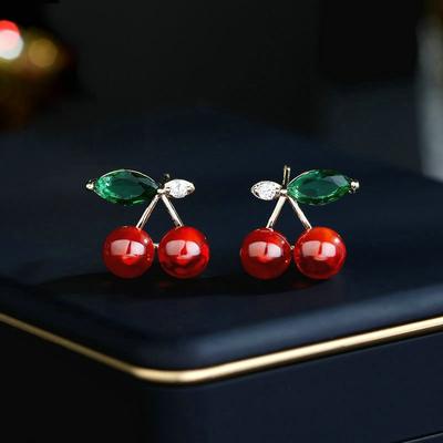 Simple Red Cherry Earrings Clothing Accessories Gift