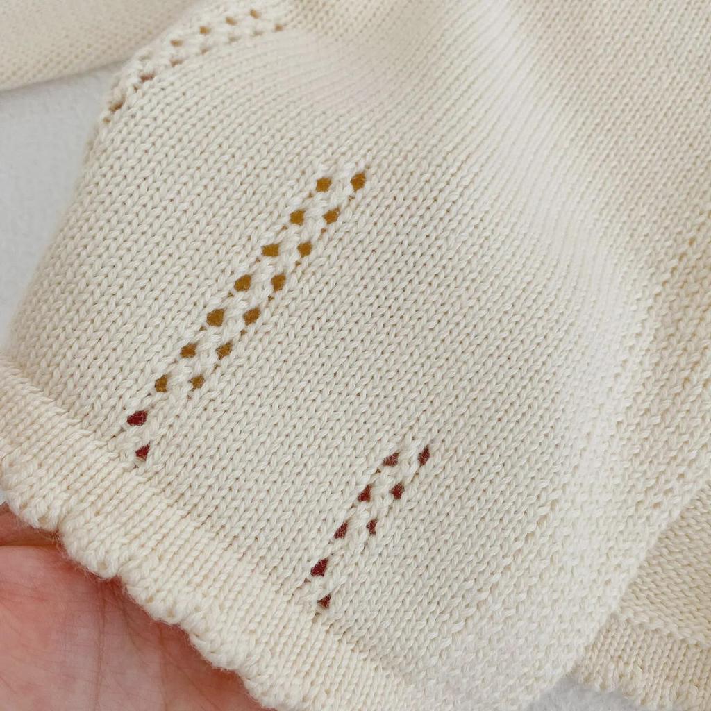 2025 Autumn Sweet Knit Cardigan for Girls, Ages 0-3: Round Neck Cotton Sweater