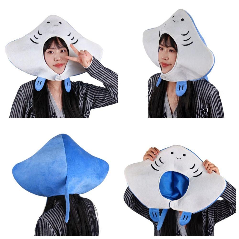 Funny Stingray Costume Hat Cute Performance Hat Cartoon Fish Headgear  Halloween Cosplay