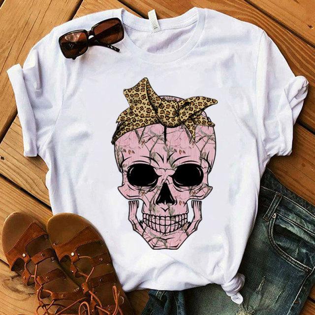Halloween Vintage Horror Schädel Grafik Damen T-Shirt Sommer T-Shirts Herren Locker O-Ausschnitt Kurzarm Blusen Frau Y2K Top Kleidung