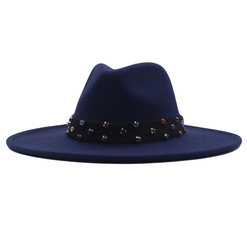 European and American New Felt Jazz Hat British Gentleman Woolen Colorful Diamond Ribbon Top Hat