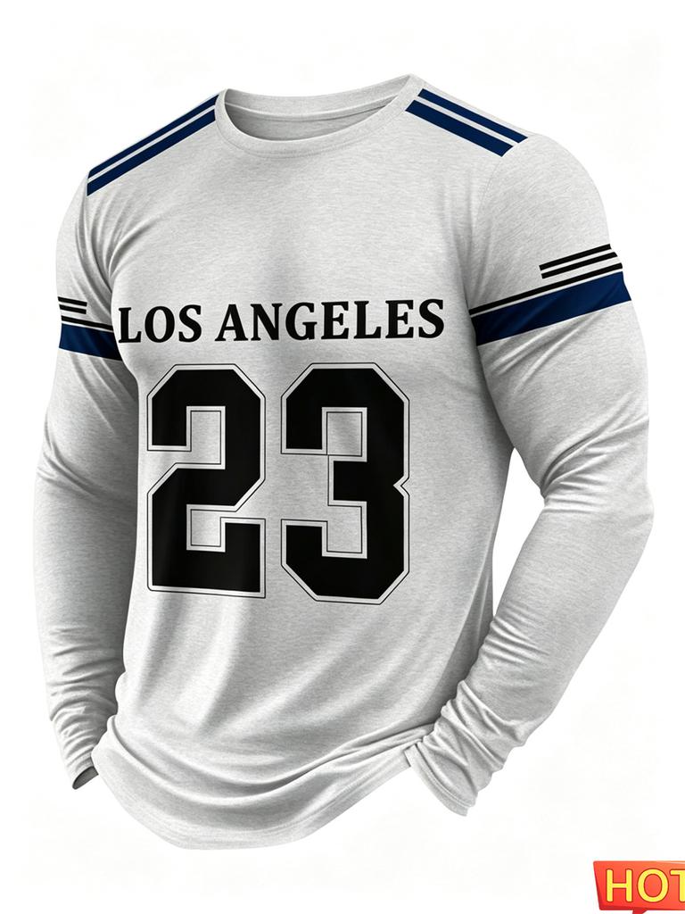 Men's T-Shirt basketball jerseyt Long Sleeve Autumn Striped Round Neck Outdoor Sports T-Shirt for Men Sport Men's Jersey T-shirt