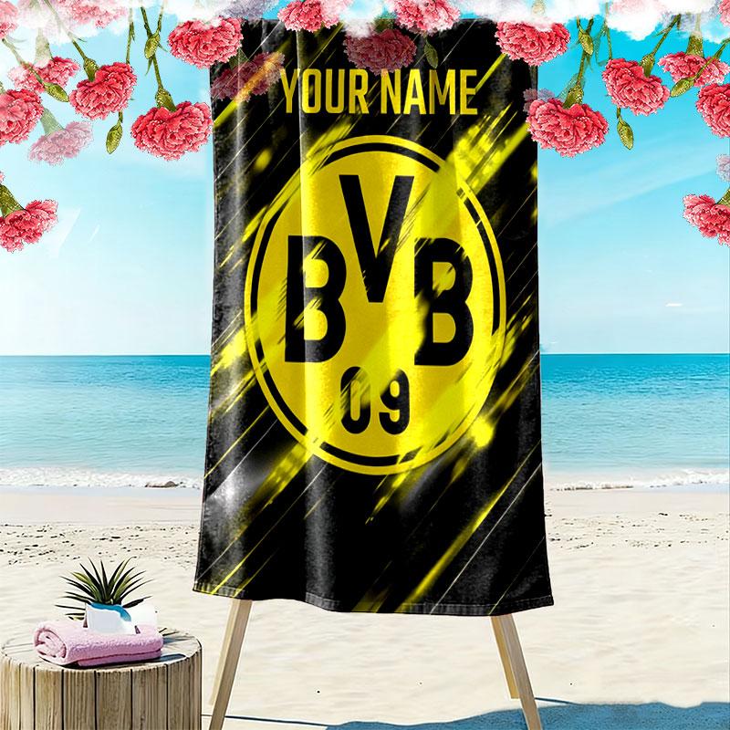 Custom Borussia Dortmund Print Beach Towel, Large Soft Quick Dry Towel for Beach Camping Swimming