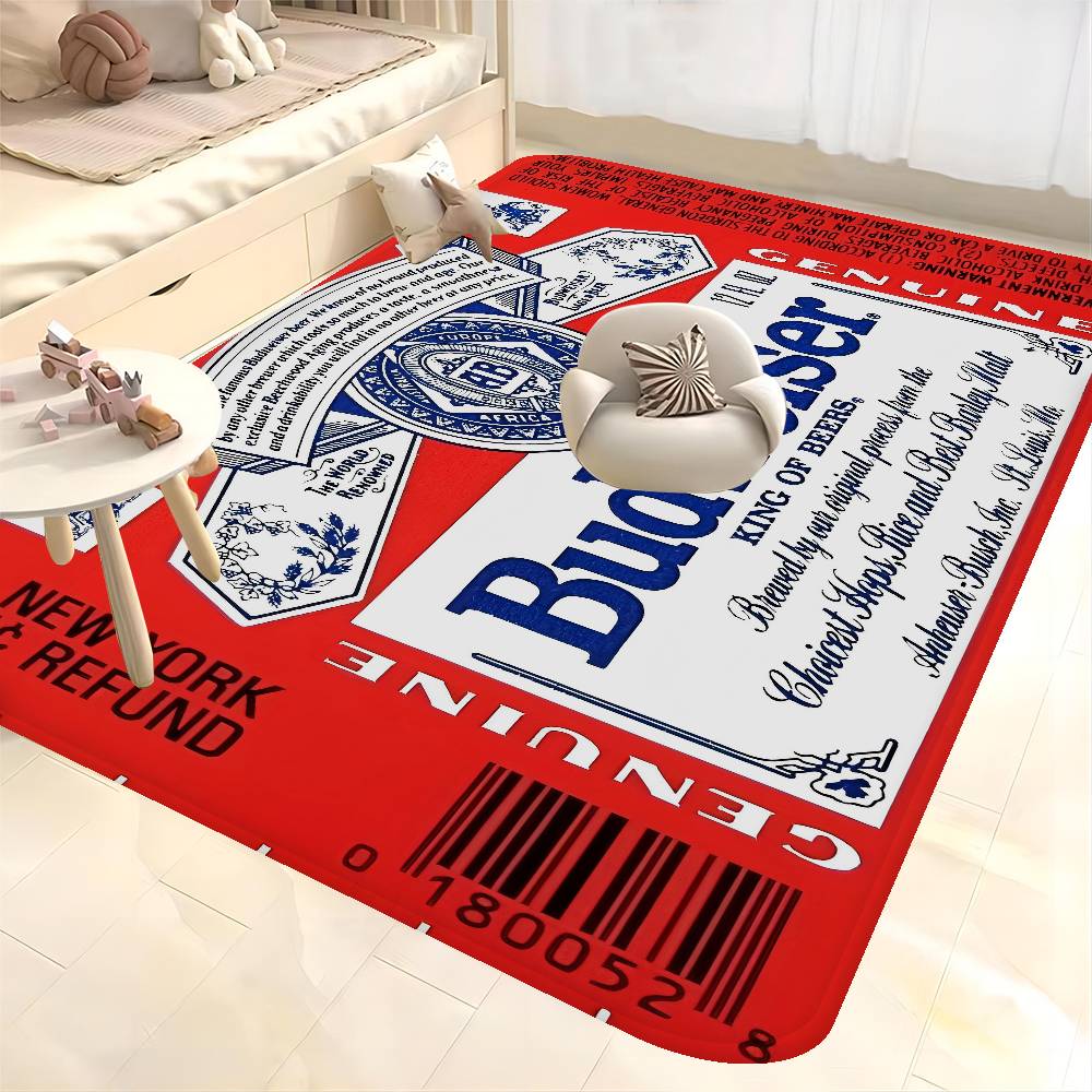 King Of Beer B-Budweiser Floor Mat INS Style Soft Bedroom Floor House Laundry Room Mat Anti-skid Household Carpets