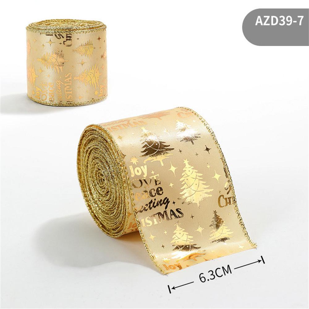 2m Christmas Ribbon Golden Silver Champagne Polyester Gliter Ribbon DIY Xmas Tree Bow Gifts Packing Navidad Home Decoration