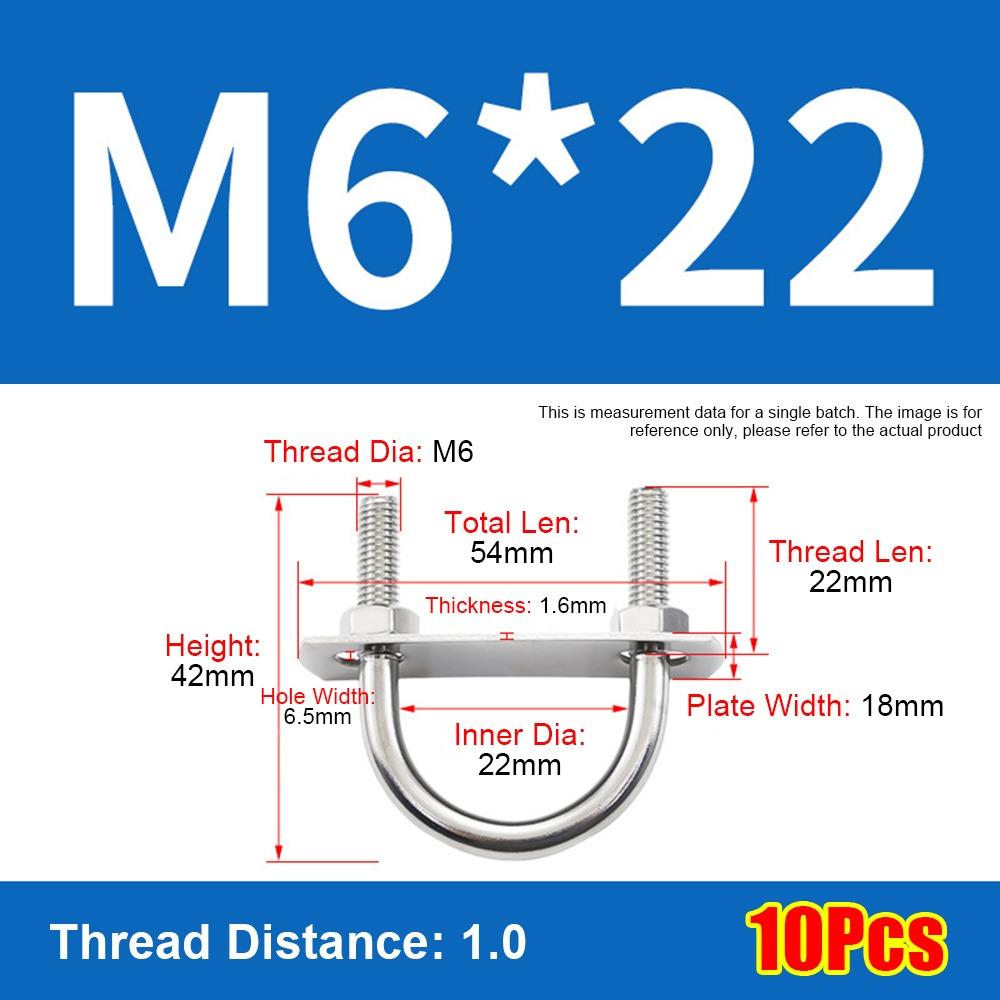 1Set Screws M6 Round Tube Clamp 304 Stainless Steel Right Angle U-bolt Round Bolt  for Round Tube