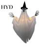 Haunted House Props Halloween Hanging Ghost with Witch Hat, Light Up Spooky Lighted Yard Outdoor Decor for Porch Tree, Scene Ornament Eerie Glow