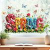Spring Window Cling Double-Sided Butterfly Letter Sticker Waterproof PVC Static Glass Colorful Flower Holiday Party Window
