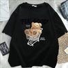 Cartoon-Bär Kurzarm-T-Shirt Damen Locker Top Mode Koreanischer Stil T-Shirt