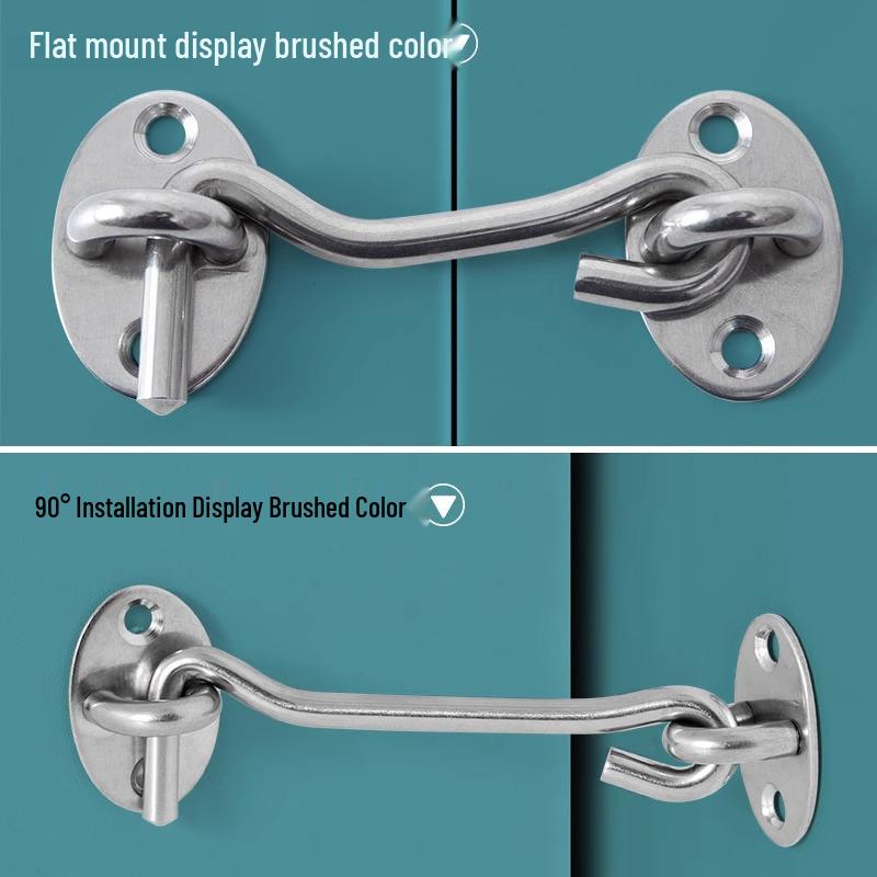 Stainless Steel No-Drill Anti-Theft Sliding Door Latch for Bathroom
