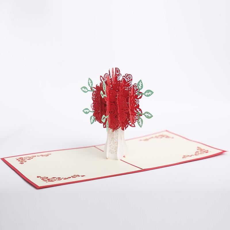 3D Rose Greeting Card Pop Up Paper Cut Postcard Valentines Birthday Wedding Gift 3D Rose Greeting Card Pop Up Paper Cut Postcard Valentines Birthday Wedding Gift