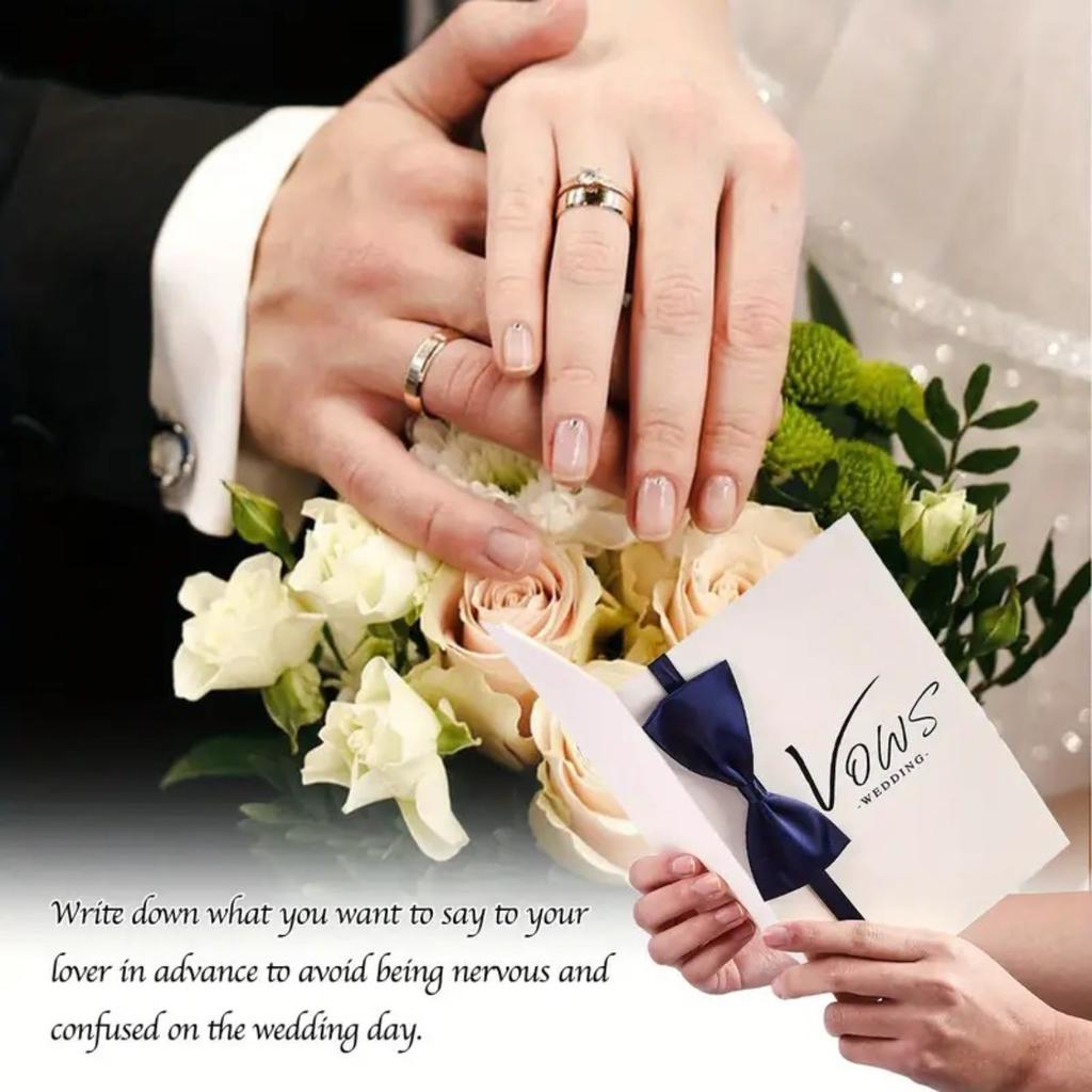 2 Pcs Wedding Vow Cards Bow Tie Vow Booklets for Mrs & Mr Wife Husband Bridal Shower Engagement Gifts Wedding Ceremony Must Have