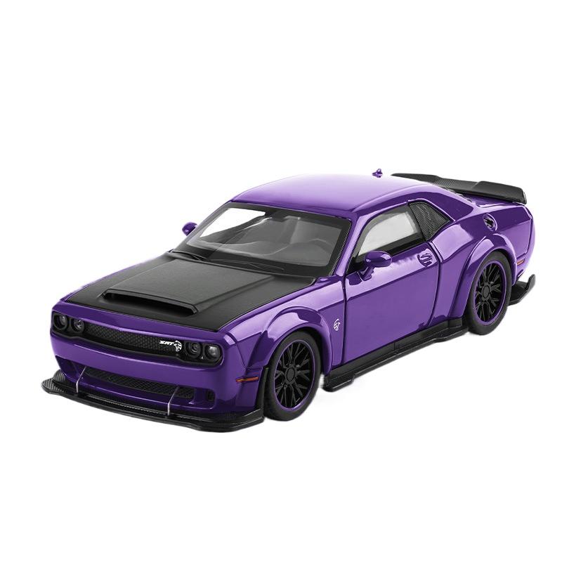 1/32 Dodge Challenger SRT Hellcat Toy Car for Children Super Sport Model Diecast Vehicle Miniature Sound & Light Collection Gift