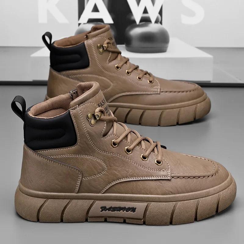 

Роскошные винтажные кожаные короткие ботинки для мужчин, новые зимние высокие удобные рабочие ботинки для альпинизма и спорта, повседневные туфли для сноубординга 39 хаки