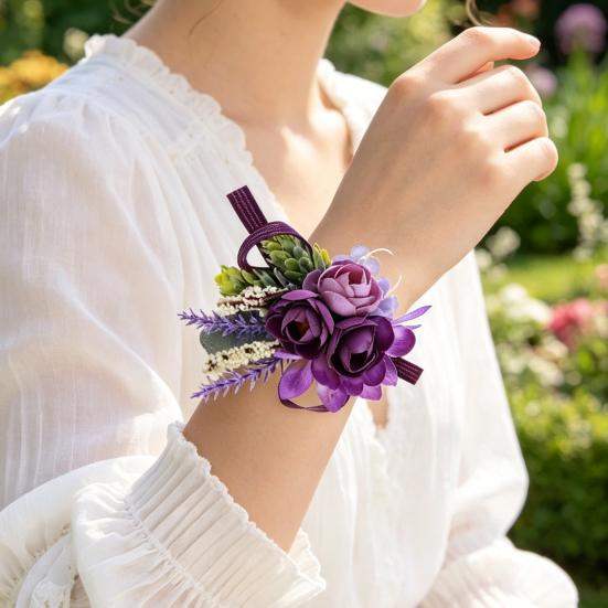 Yousheng Wedding Flower Boutonniere for Groom Groomsman Wrist Corsage for Bride Bridesmaid Lapel Floral Party Decoration
