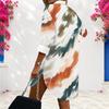 Women Plus Size Collared Neck Long Sleeve Blue Printed Shirt Dress Button Front Curved Hem