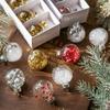 Christmas Tree Pendant Transparent Snowflake Glass Shiny Ball Decoration Sequin Hanging Ball 6Pcs/Box Holiday Gift Ornaments