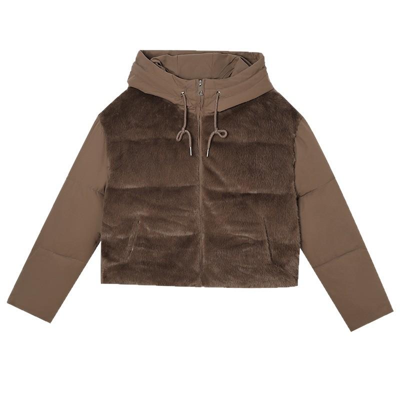 Thickened Splicing Jacket Women's Autumn and Winter New Loose Warm Padded Jacket Padded Coat