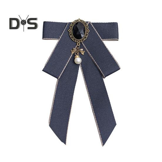 Women Bow Tie Shiny Rhinestone Pre-Tie Collar Tie Adjustable Neck Size Handmade Ribbon Shirts Uniforms Accessories