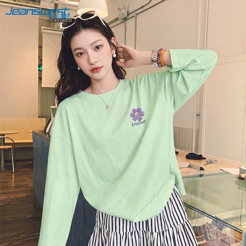 Jeanswest Women's 2026 Autumn Pure Cotton Loose Long-Sleeve T-Shirt