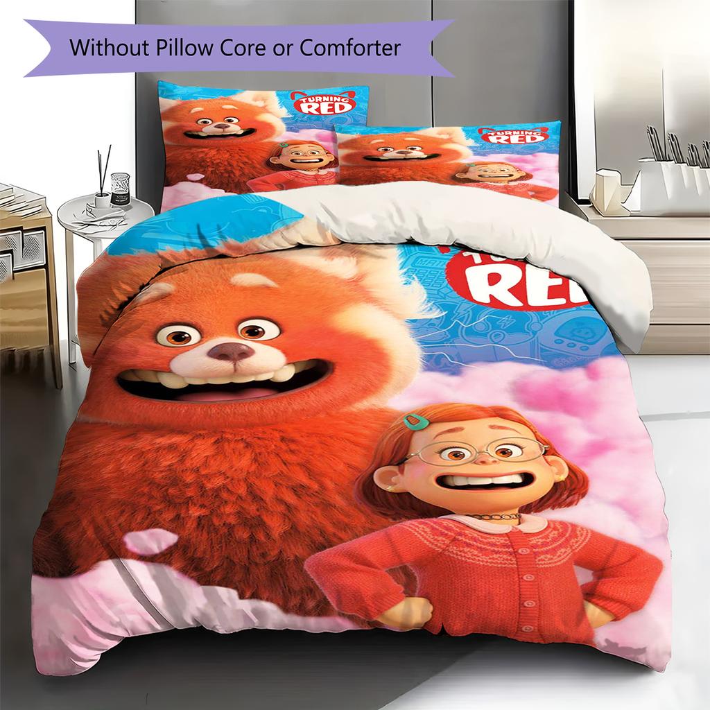 Cartoon Red Panda Pattern Bedding Quilt Set Quilt Cover Pillowcase Home Decoration Gift (1 * duvet cover + 2 * pillowcase, without core)
