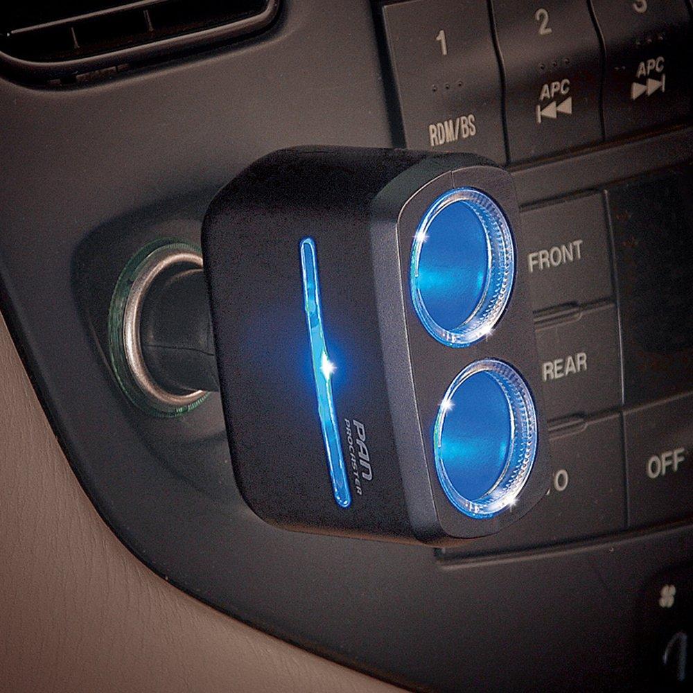 SEIWA Car Cigarette Lighter Socket Extension Illuminated Socket Dual Matte F194 Splitter, 2F, Socket, Black,