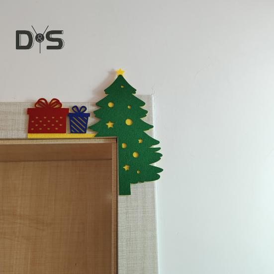 Christmas Door Topper Holiday Home Decor Felt Santa Snowman Reindeer Door Corner Frame Sign DIY Craft for Window Wall